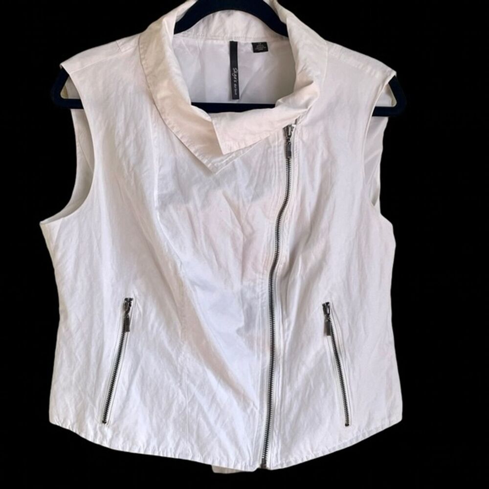 Skye's the Limit Womens White Moto Zipper Front Sleeveless Vest Size 12